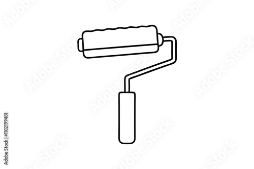 Paint roller brush work line art vector illustration