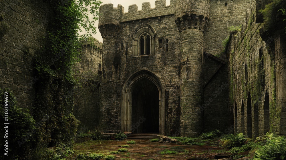 Irish Castle. A Medieval Fortress Tower, Symbol of Ancient European Stone Architecture Irish Castle. A Medieval Fortress Tower, Symbol of Ancient European Stone Architecture