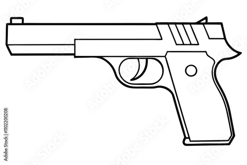 Pistol gun illustration vector line art