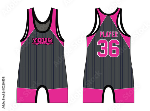 Wrestling singlets designed with an elegant edgy and wild look. Sports gear template mockup perfect fit for all sports. The designs that go on casual wear, shirts, fashion apparel, and all kind 