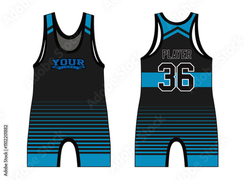 Wrestling singlets designed with an elegant edgy and wild look. Sports gear template mockup perfect fit for all sports. The designs that go on casual wear, shirts, fashion apparel, and all kind 