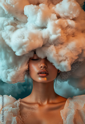 Woman with cloud-like hair design