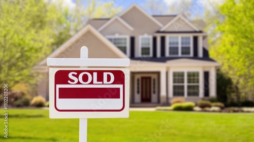 Charming Suburban Home with 'Sold' Sign in Front Yard