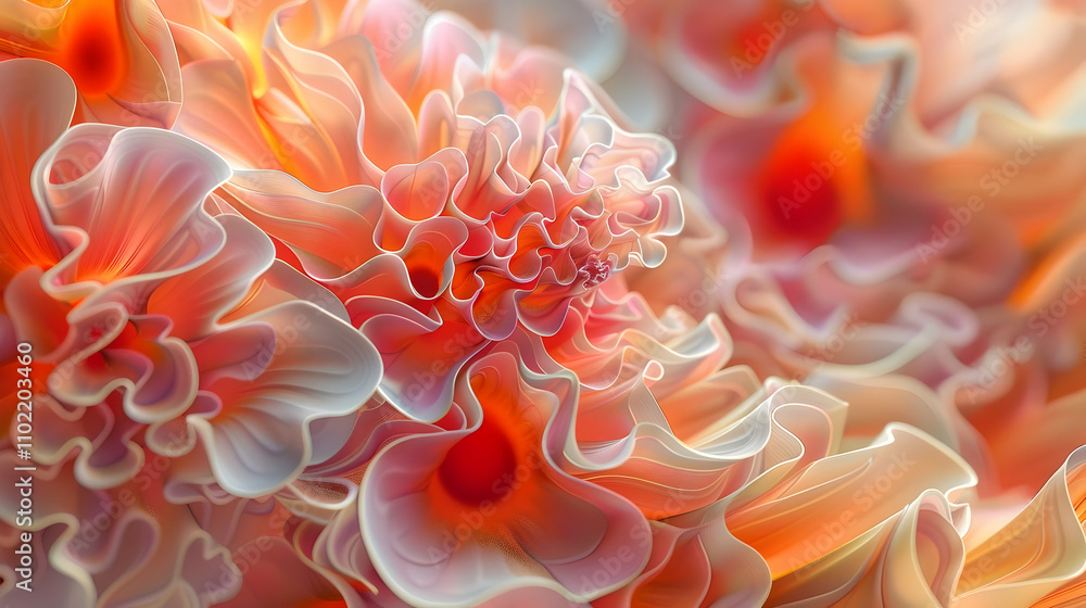 Abstract 3D Flower Illustration: Peach and Coral Hues Abstract 3D Flower Illustration: Peach and Coral Hues