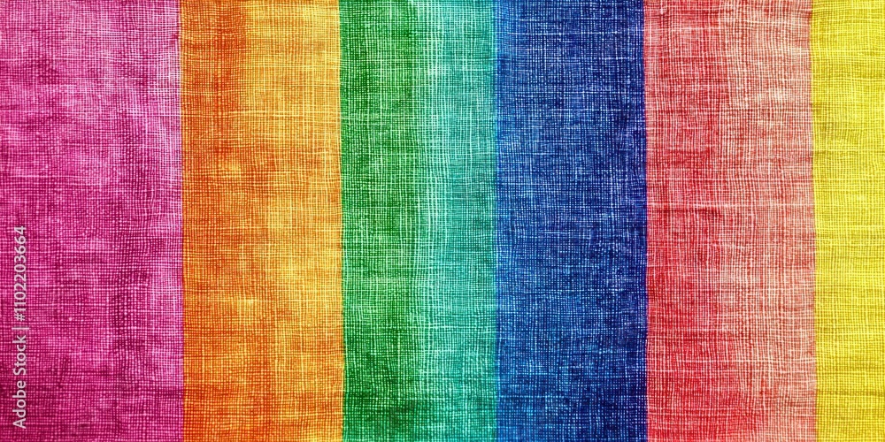 Rainbow colored piece of fabric with a rainbow pattern Rainbow colored piece of fabric with a rainbow pattern