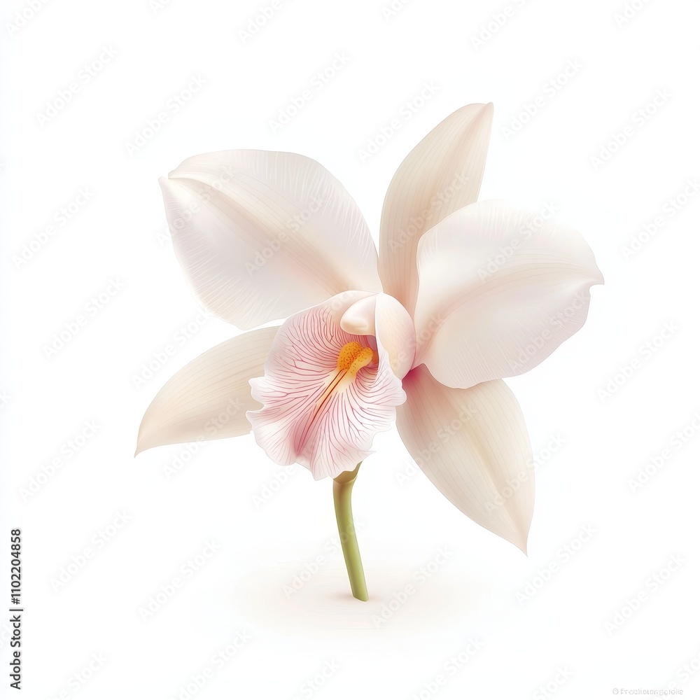 Stunning Photorealistic Cattleya Orchid Isolated on White Background with Delicate Petals and Natural Elegance Stunning Photorealistic Cattleya Orchid Isolated on White Background with Delicate Petals and Natural Elegance