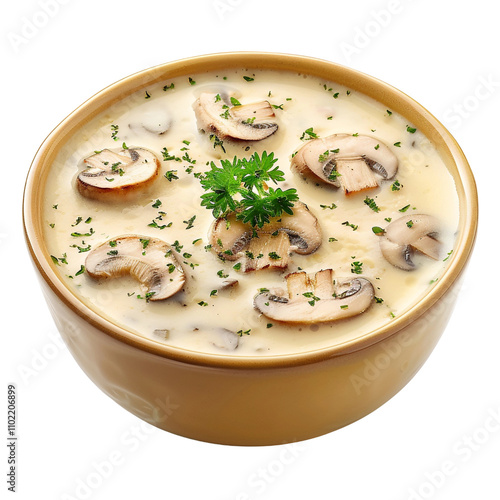 Delicious cream bowl of mushroom soup clip art