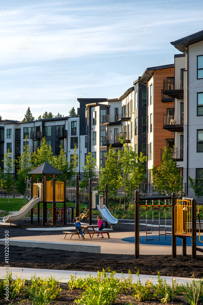 Modern Affordable Housing Community with Green Spaces and Family-Friendly Amenities Modern Affordable Housing Community with Green Spaces and Family-Friendly Amenities