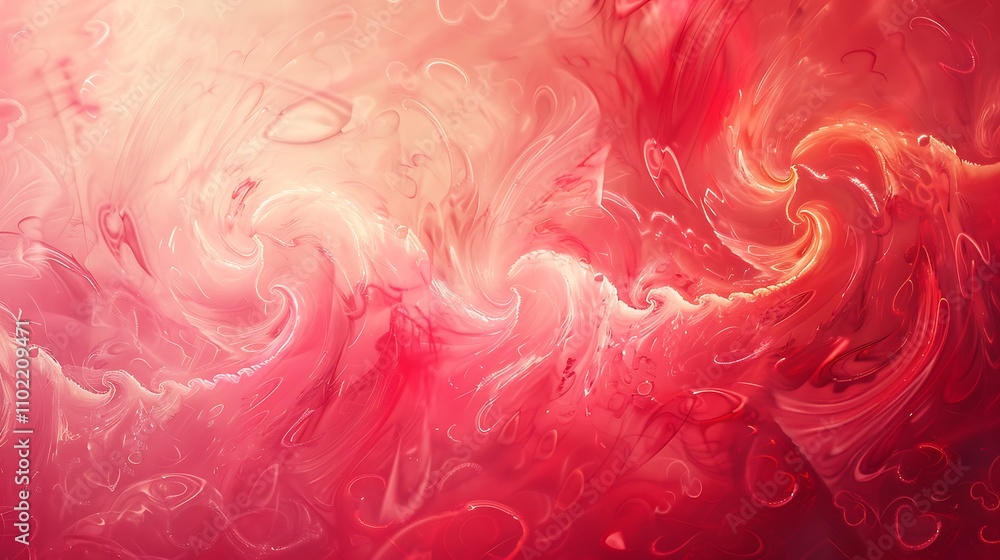 Abstract Swirling Red and White Liquid Abstract Swirling Red and White Liquid