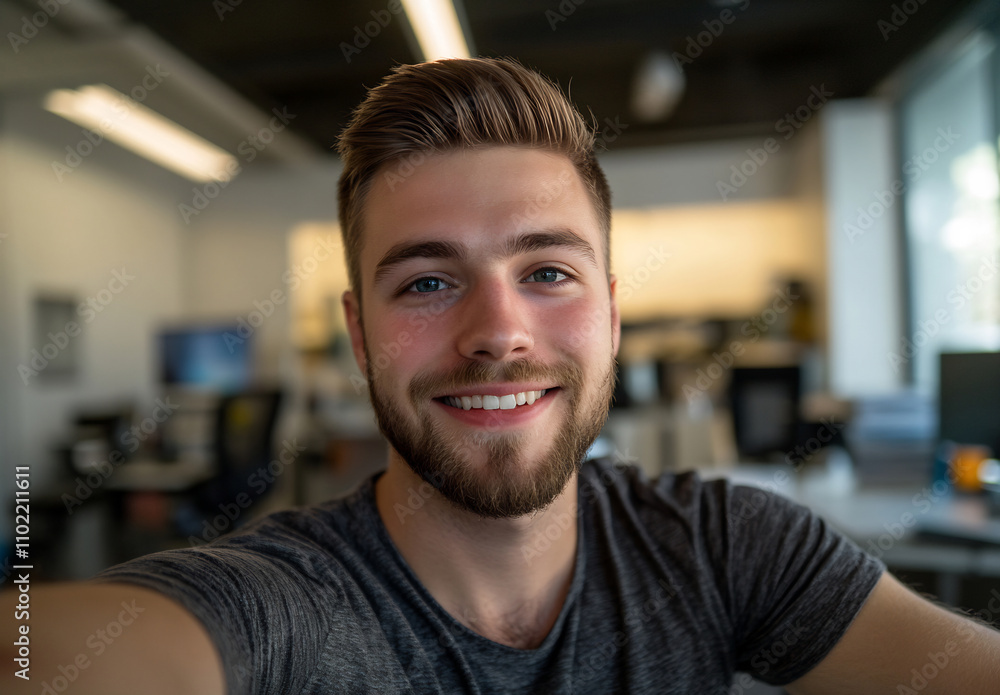 Joyful man in office Joyful man in office