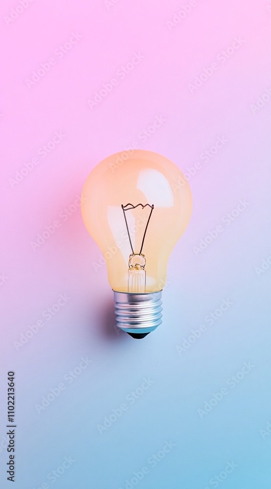 Light bulb suspended against a colorful gradient background showcasing innovation and creativity in design Light bulb suspended against a colorful gradient background showcasing innovation and creativity in design