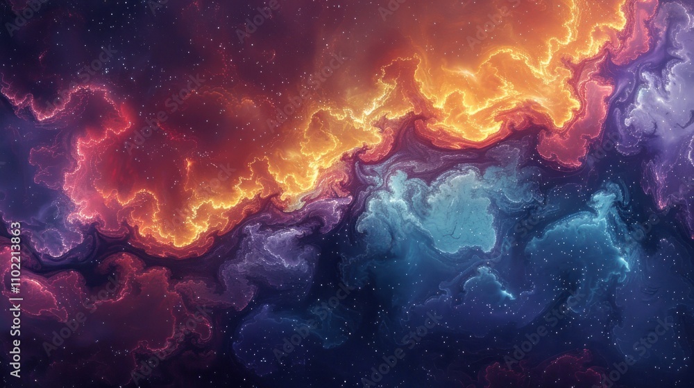 Cosmic nebula, fiery and icy swirls. Cosmic nebula, fiery and icy swirls.