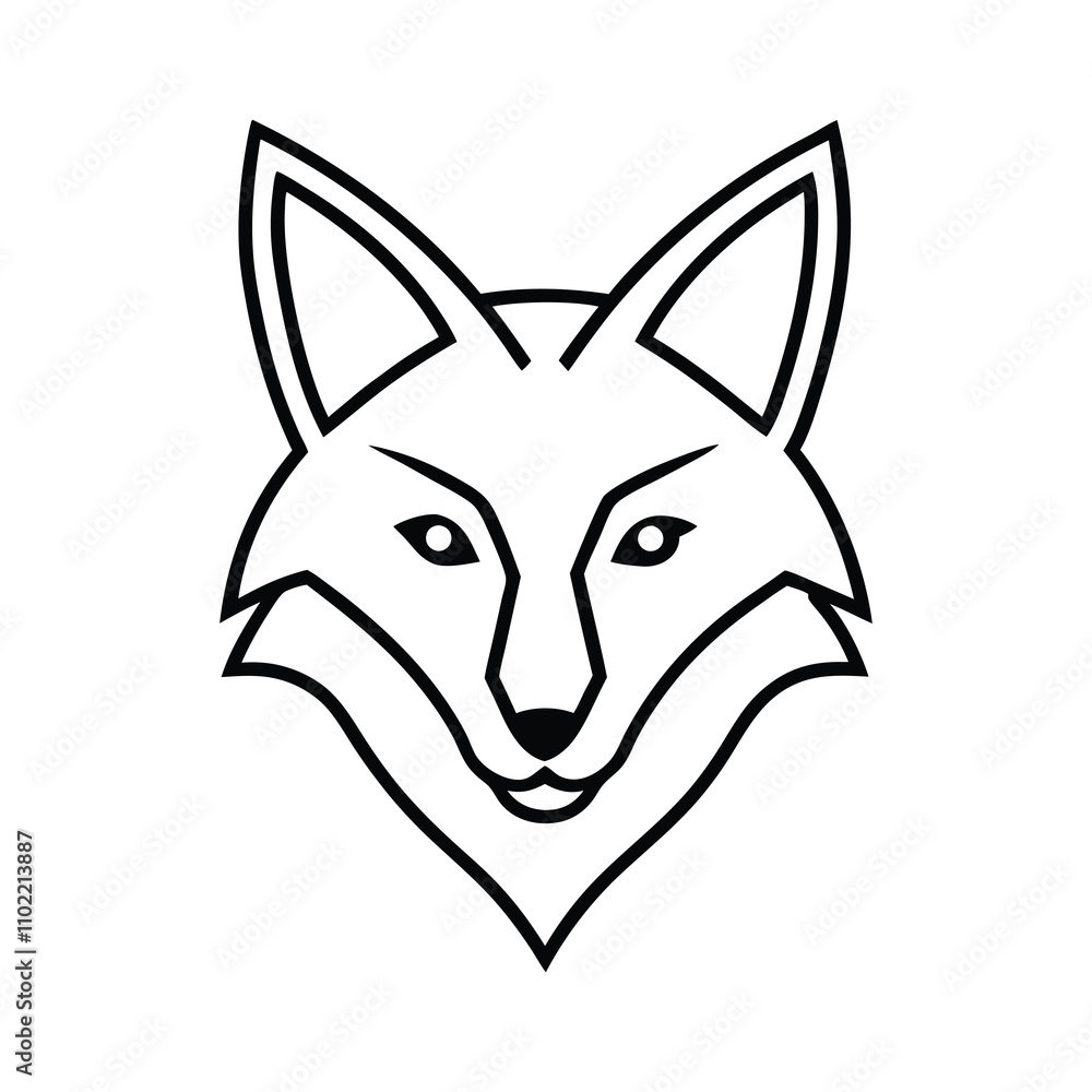 Fototapeta premium white snow fox head silhouette. 