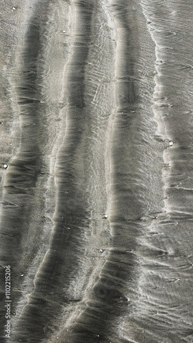 Abstract Telephoto Closeup Gray Beach Sand Ripples Background Pattern