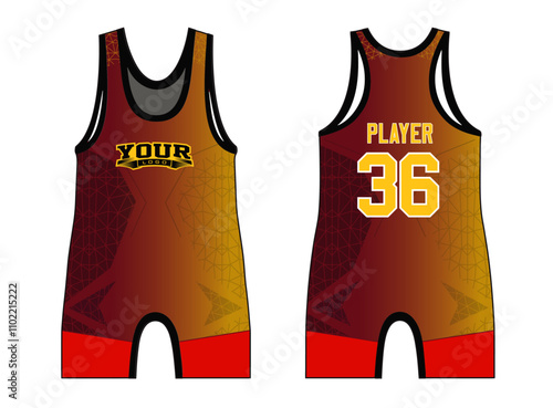 Wrestling singlets designed with an elegant edgy and wild look. Sports gear template mockup perfect fit for all sports. The designs that go on casual wear, shirts, fashion apparel, and all kind 