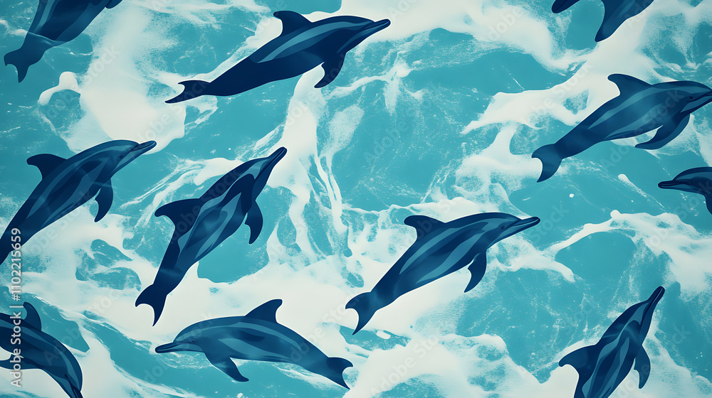 Fototapeta premium pattern with dolphins