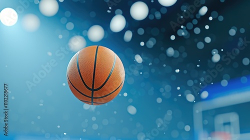 Frozen Moment of Basketball Spinning in Air