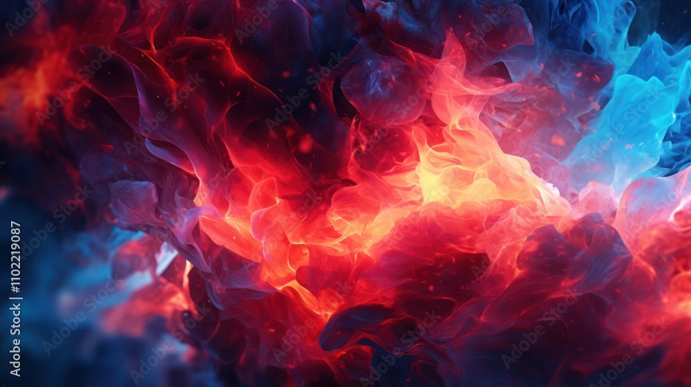 Fototapeta premium Abstract background with red and blue flames.
