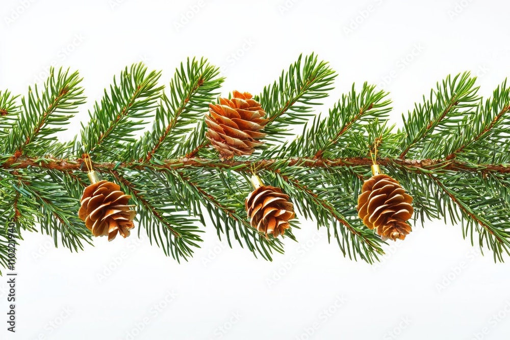 Green branch of Christmas tree isolated on white background. , isolated on white background, , copy space, copy space for text, Green branch of Christmas tree isolated on white background. , isolated on white background, , copy space, copy space for text,