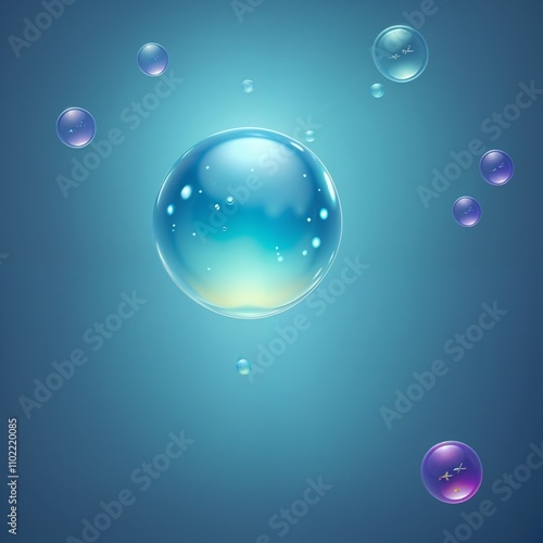 Crystal Clear Water with Air Bubbles Rising, Minimalist and Refreshing, with Copy Space