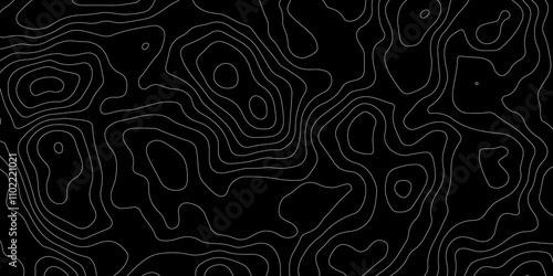 Abstract topography map with black background. Abstract Grey and white line geography map pattern line vector design.