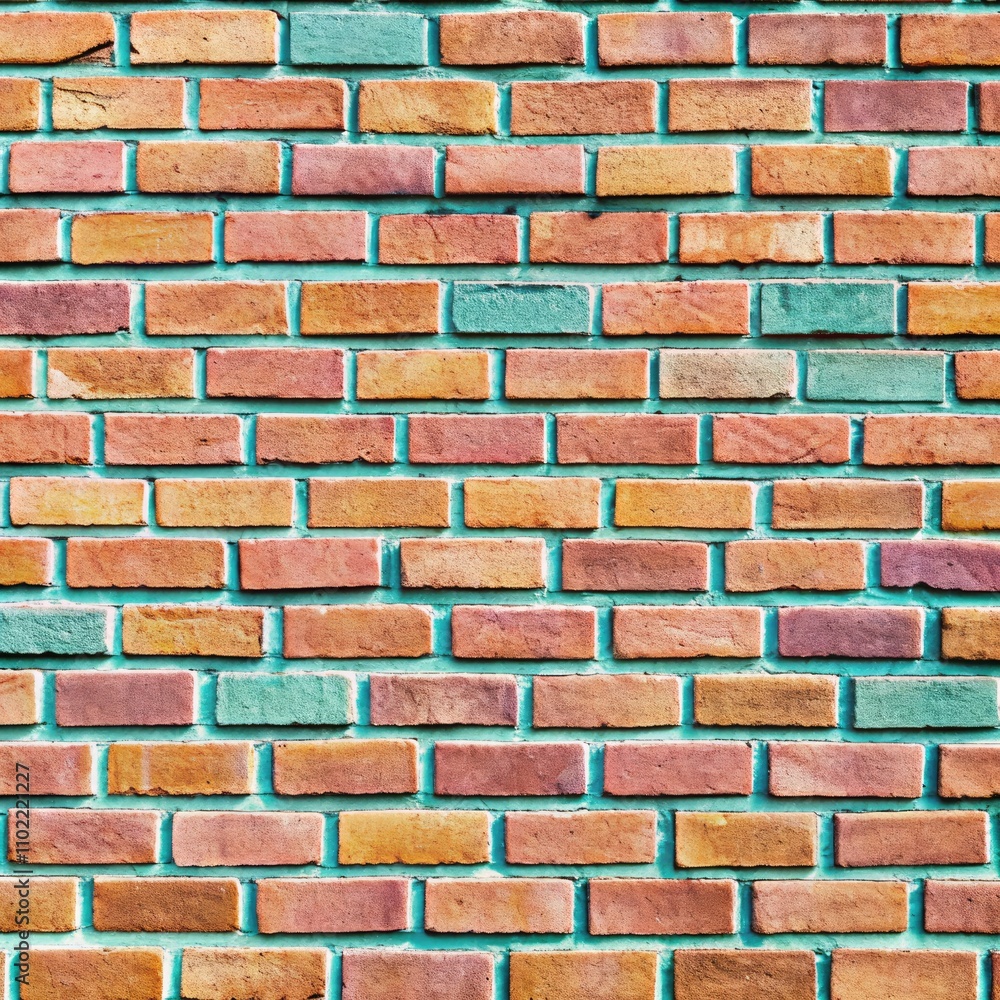 Colorful Brick Wall Texture With Intricate Details and Standard Scale. Generative AI Colorful Brick Wall Texture With Intricate Details and Standard Scale. Generative AI