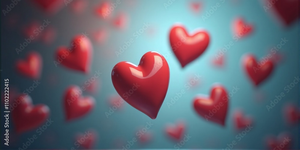 Hearts float through the air, dancing joyfully on the breeze, spreading love and warmth Hearts float through the air, dancing joyfully on the breeze, spreading love and warmth