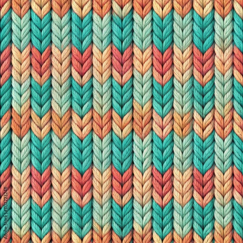 Vibrant Wool Texture in a Detailed Pattern Featuring Colorful Chevron Design. Generative AI