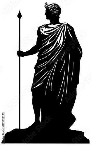 Silhouette of Julius Caesar with a spear, isolated 