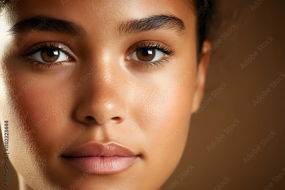 Closeup Portrait of a Woman with Natural Skin Tones and Soft Lighting Closeup Portrait of a Woman with Natural Skin Tones and Soft Lighting