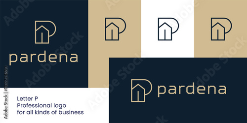 Abstract Letter P Logo with House Shape Integration