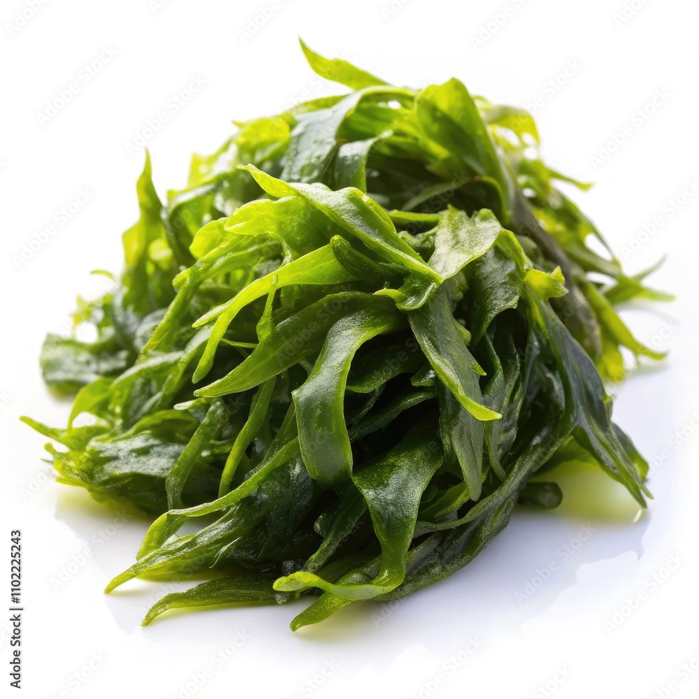 Kelp Sea Cabbage Captured on a White Background for Culinary Presentation. Generative AI Kelp Sea Cabbage Captured on a White Background for Culinary Presentation. Generative AI