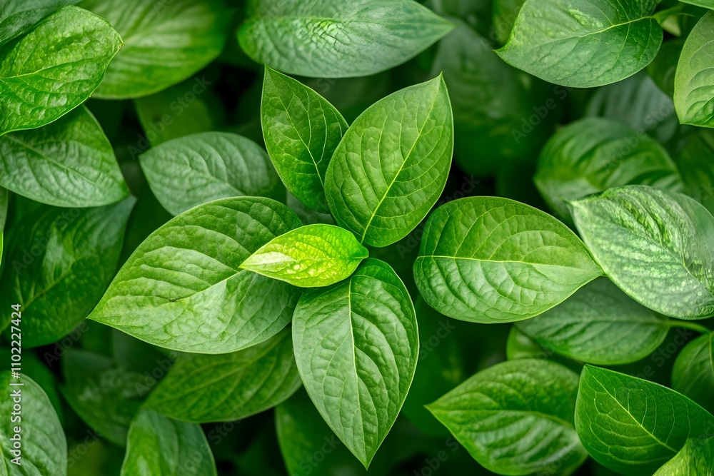 Closeup of Intricate Green Plant Leaves with Rich Textures and Natural Light Closeup of Intricate Green Plant Leaves with Rich Textures and Natural Light