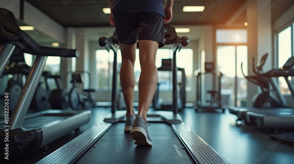 Relaxed Cool-Down Walk on Treadmill After Gym Workout Relaxed Cool-Down Walk on Treadmill After Gym Workout