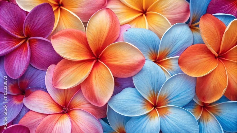 Fototapeta premium Colorful Plumeria Flower Petals Macro Close-up, tropical, flower