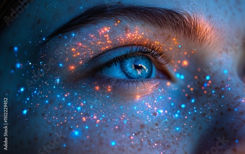 Wallpaper Mural A woman's eye is covered in glitter, giving it a starry, otherworldly appearance Torontodigital.ca