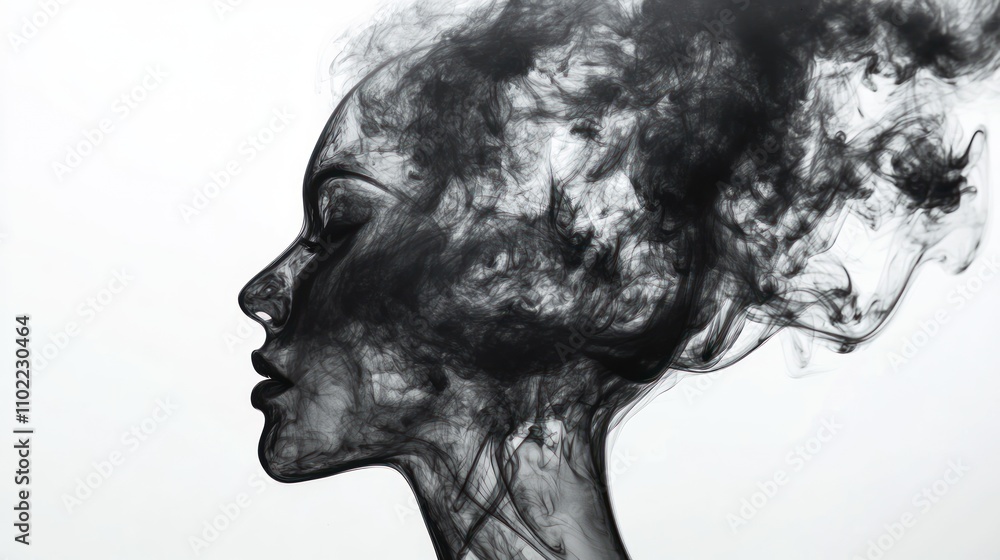 Black Smoke Forming the Shape of a Woman's Profile Black Smoke Forming the Shape of a Woman's Profile