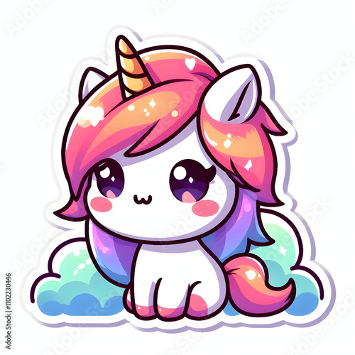 Vector illustration sticker unicorn