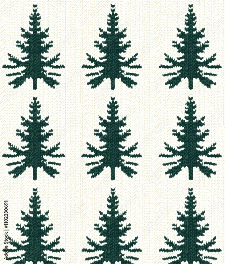 Fototapeta premium green christmas tree patterns on a white festive background