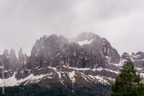 Panoramic view of the mountains in the Dolomites in South Tyrol, Italy.