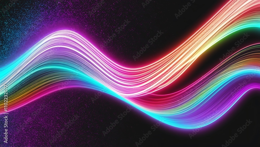 Fototapeta premium Abstract neon wavy background. Generative Ai.