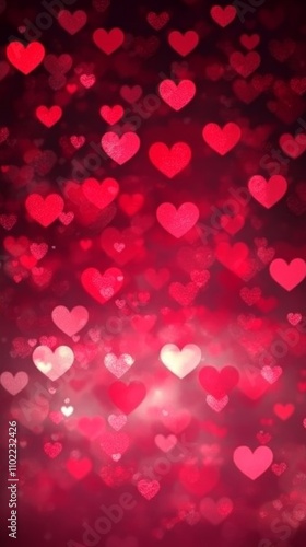 Wallpaper Mural Valentine's Day banner with an abstract panoramic background featuring red hearts, symbolizing love. Torontodigital.ca