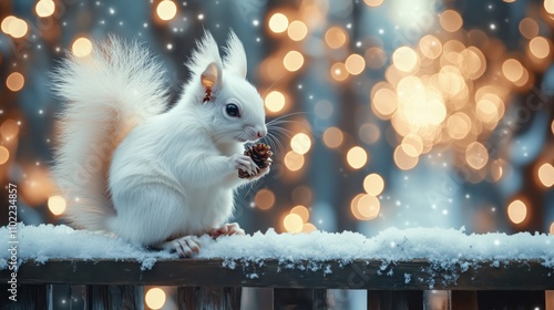 Eichhörnchen mit Geschenk bei Lichterglanz