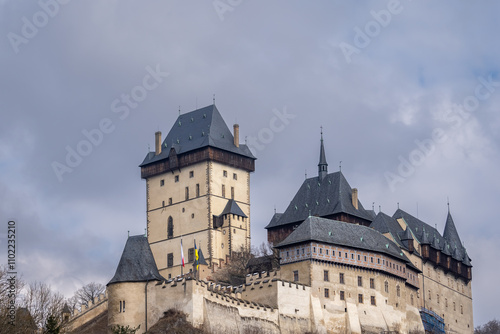 Karlštejn Castle - gothic castle in Bohemia, Czech Republic founded in 1348 by King Charles IV. Burg Karlstein.
