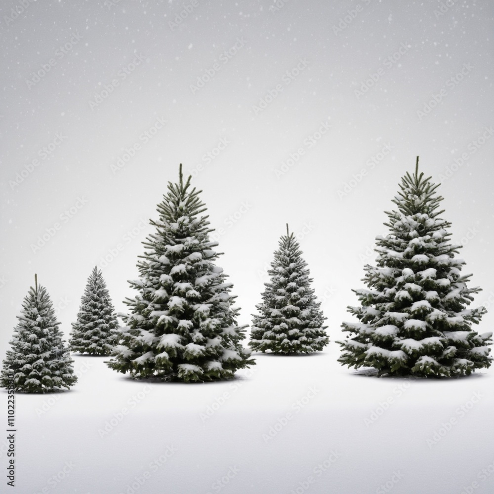 Obraz premium christmas Trees with Snow isolated 