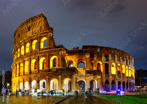 Photography View of Colosseum at night in Rome, Italy