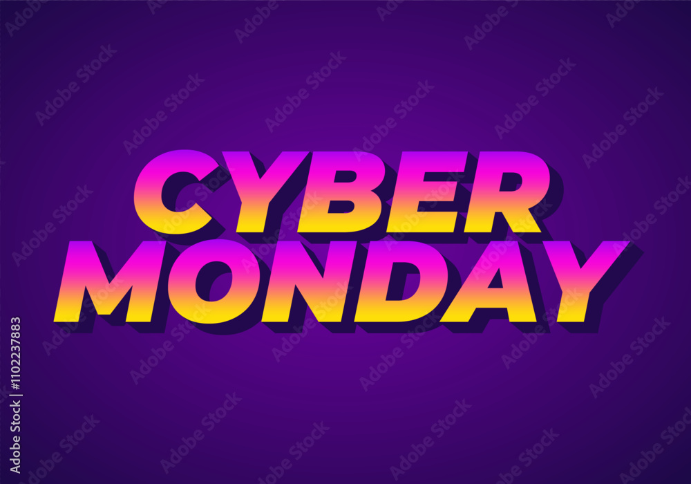 Cyber monday. Text effect in 3 dimensions look, good for social media ads Cyber monday. Text effect in 3 dimensions look, good for social media ads