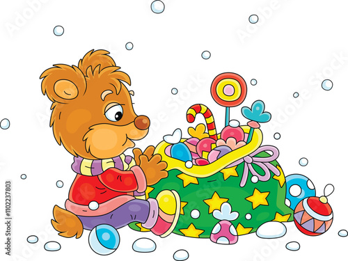 Little baby bear with its g...