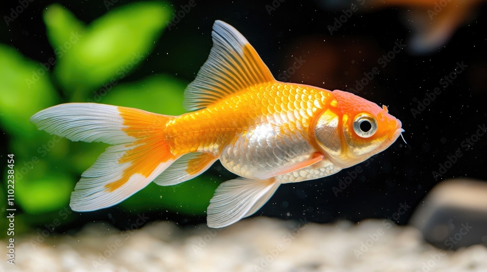 Vibrant Goldfish Swimming Gracefully in a Well-Designed Aquarium with Lush Green Aquatic Plants and Soft Lighting for Tranquil Underwater Aesthetic and Serenity Vibrant Goldfish Swimming Gracefully in a Well-Designed Aquarium with Lush Green Aquatic Plants and Soft Lighting for Tranquil Underwater Aesthetic and Serenity