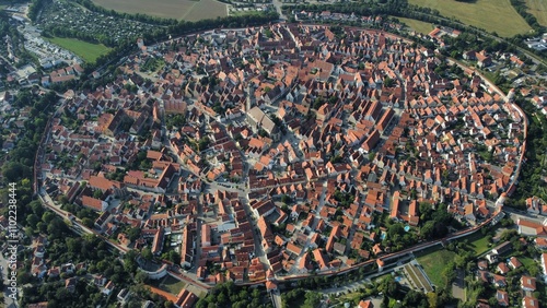 Aerial view of the city of Nördlingen, Germany